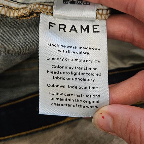 Frame Jeans Womens Size 24 Le Skinny De Jeanne Dark Wash Distressed Ankle Crop - Picture 10 of 12